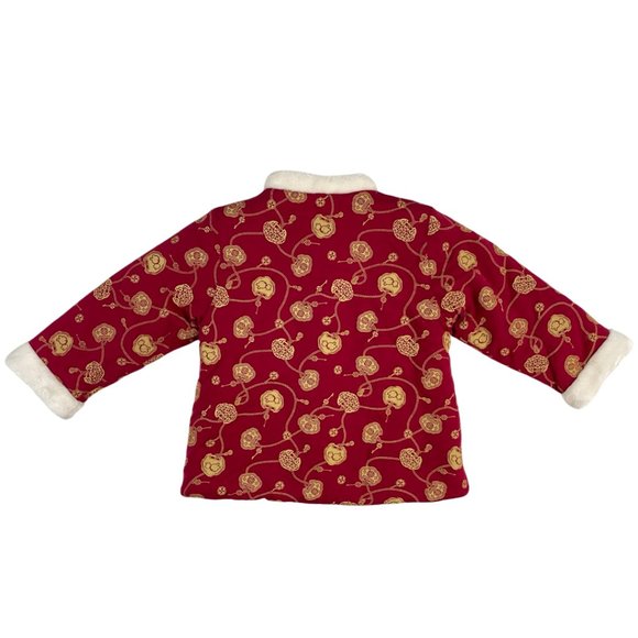 Girls Toddler  Size 90 2-3 years Fleece Lined Jacket Asian China Red Gold White - Picture 3 of 4